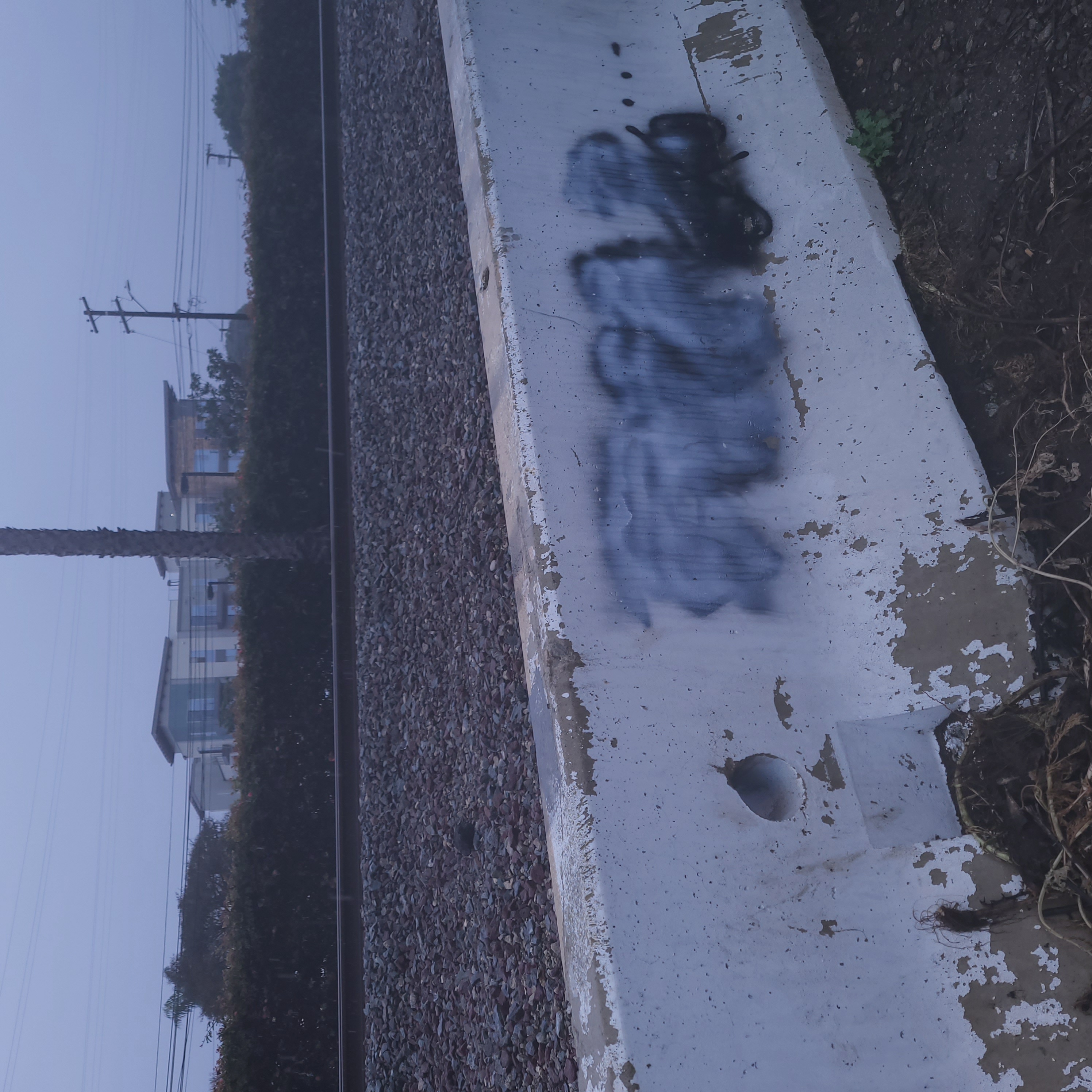 photo of graffiti on a barrier by the train tracks